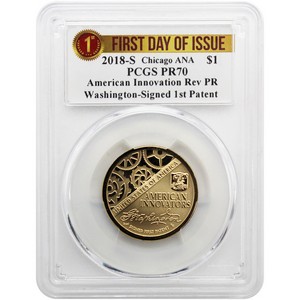 2018 S American Innovation Dollar (1st Patent) Reverse PF70 FDI PCGS Chicago ANA