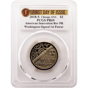 2018 S American Innovation Dollar (1st Patent) Reverse PF69 FDI PCGS Chicago ANA