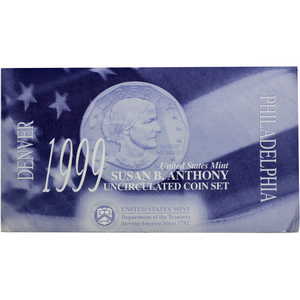 1999 P & D Susan B Anthony Uncirculated Mint Set in OGP