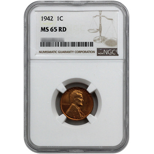1942 Lincoln Cent Wheat Reverse MS65 RD NGC Brown Label 1942 Lincoln Cent Wheat Reverse MS65 RD NGC Brown Label