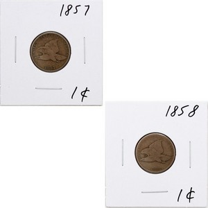 1857/1858 Flying Eagle Cent Pair Average Circulated Condition 1857/1858 Flying Eagle Cent Pair Average Circulated Condition