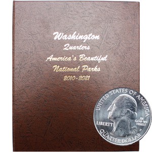 2010 - 2021 P & D Washington America the Beautiful BU Quarters Set 112 Coins in Dansco Album
