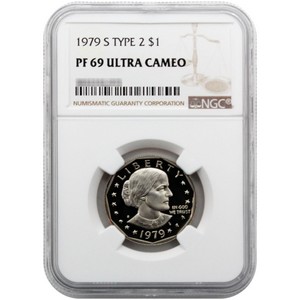 1979 S Susan B Anthony Dollar Type 2 PF69 UC NGC Brown Label