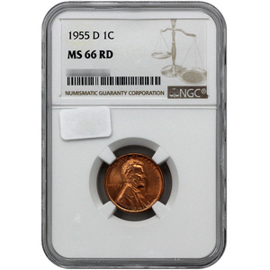 1955 D Lincoln Cent MS66 RD NGC 1955 D Lincoln Cent MS66 RD NGC