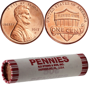 2017 P Lincoln Shield Cent Roll 50 Coins in BU Condition 2017 P Lincoln Shield Cent Roll 50 Coins in BU Condition