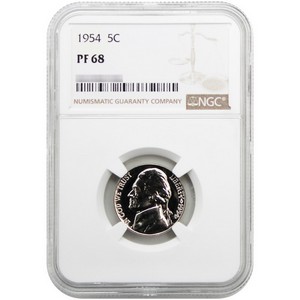 1954 Jefferson Nickel PF68 NGC Brown Label
