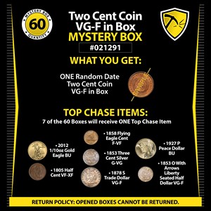 Two Cent Coin VG-F in Box Mystery Box #021291