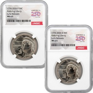 2026 P&D Semiquincentennial Half Dollar Enduring Liberty Set NGC MS65 ER America 250 Label