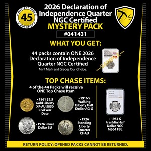 2026 Declaration of Independence Quarter NGC Certified Mystery Pack #041431 2026 Declaration of Independence Quarter NGC Certified Mystery Pack #041431