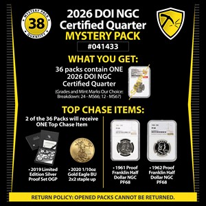 2026 DOI NGC Certified Quarter Mystery Pack #041433 2026 DOI NGC Certified Quarter Mystery Pack #041433