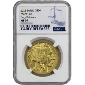 2025 Gold Buffalo 1oz BU Coin MS70 ER NGC Blue Label