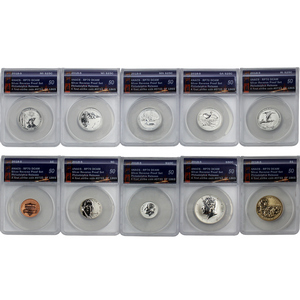 2018 S 10pc Silver Reverse Proof Set 50th Anniversary PR70 DCAM ANACS Bridge Label
