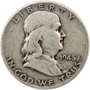1948 Silver Franklin Half Dollar VG/XF Condition 1948 Silver Franklin Half Dollar VG/XF Condition