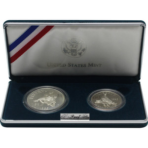 1995 S Civil War Battlefield Preservation Silver Dollar and Half Dollar PF Coins 2pc Set in OGP