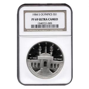 1984 S Olympic Commemorative Silver Dollar PF69 UC NGC Brown Label 1984 S Olympic Commemorative Silver Dollar PF69 UC NGC Brown Label