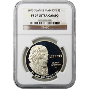 1993 S James Madison Bill of Rights Silver Dollar PF69 UC NGC Brown Label 1993 S James Madison Bill of Rights Silver Dollar PF69 UC NGC Brown Label
