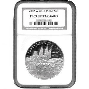 2002 W West Point Bicentennial Silver Dollar PF69 UC NGC Brown Label 2002 W West Point Bicentennial Silver Dollar PF69 UC NGC Brown Label