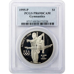 1995 P Olympic Gymnastics Silver Dollar PR69 DCAM PCGS 1995 P Olympic Gymnastics Silver Dollar PR69 DCAM PCGS