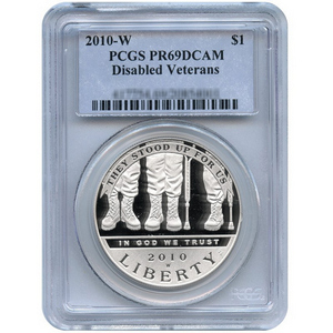 2010 W Disabled Veterans Silver Dollar PR69 DCAM PCGS