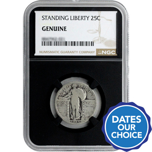 Random Date Standing Liberty Silver Quarter Genuine NGC Black Core Genuine