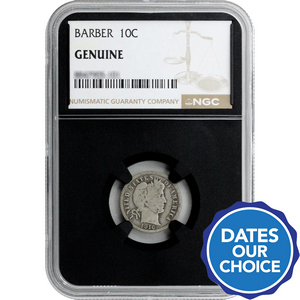 Random Date Barber Silver Dime Genuine NGC Black Core Genuine