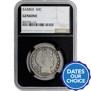 Random Date Barber Silver Half Dollar Genuine NGC Black Core Genuine
