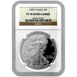 1999 P Silver American Eagle PF70 UC NGC Brown Label