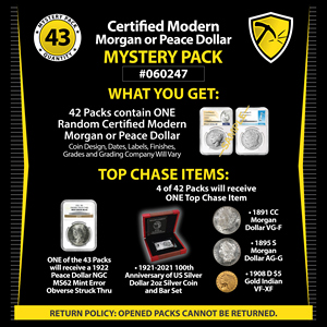 Random Certified Morgan or Peace Silver Dollar Mystery Pack #060247