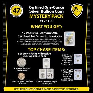 Random Certified 1oz Silver Bullion Coin Mystery Pack #126190