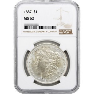 1887 Morgan Silver Dollar MS62 NGC Brown Label