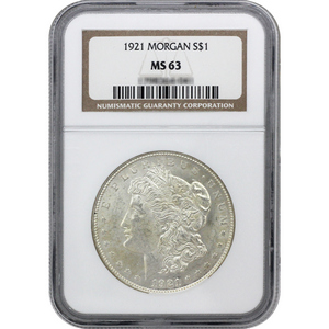 1921 Morgan Silver Dollar MS63 NGC Brown Label