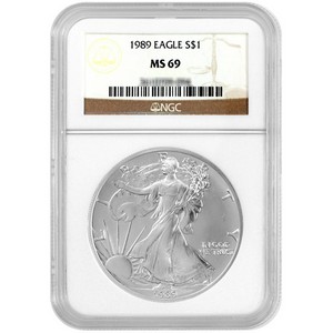 1989 Silver American Eagle MS69 NGC Brown Label