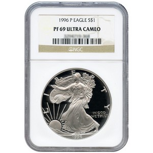 1996 P Silver American Eagle PF69 UC NGC Brown Label 1996 P Silver American Eagle PF69 UC NGC Brown Label