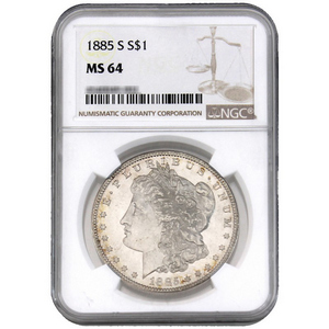 1885 S Morgan Silver Dollar MS64 NGC 1885 S Morgan Silver Dollar MS64 NGC