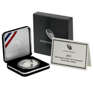 2013 W Girl Scouts Centennial Silver Dollar PF Coin in OGP