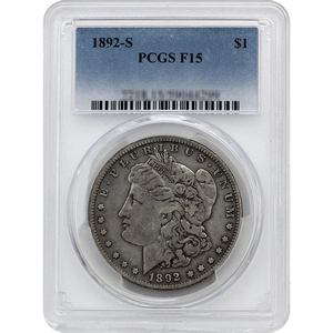 1892 S Morgan Silver Dollar F15 PCGS Blue Label