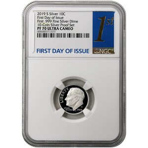 2019 S First .999 Fine Silver Roosevelt Dime PF70 UC FDI NGC 1st Label 2019 S First .999 Fine Silver Roosevelt Dime PF70 UC FDI NGC 1st Label