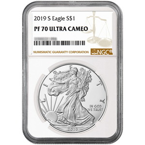 2019 S Silver American Eagle Coin PF70 UC NGC Brown Label 2019 S Silver American Eagle Coin PF70 UC NGC Brown Label