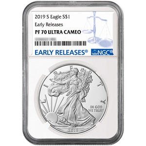 2019 S Silver American Eagle Coin PF70 UC ER NGC Blue Label 2019 S Silver American Eagle Coin PF70 UC ER NGC Blue Label