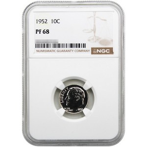 1952 Roosevelt Dime PF68 NGC Brown Label