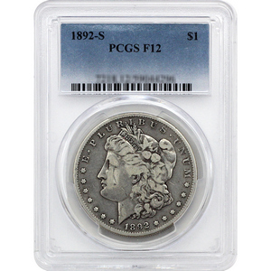 1892 S Morgan Silver Dollar F12 PCGS Blue Label