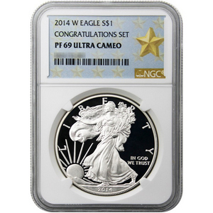 2014 W Silver American Eagle PF69 UC ER NGC Congratulations Set Star Label 2014 W Silver American Eagle PF69 UC ER NGC Congratulations Set Star Label