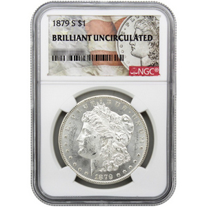 1879 S Morgan Silver Dollar BU NGC Morgan/Flag Label