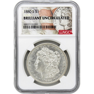 1880 S Morgan Silver Dollar BU NGC Morgan/Flag Label 1880 S Morgan Silver Dollar BU NGC Morgan/Flag Label