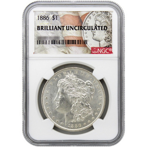 1886 Morgan Silver Dollar BU NGC Morgan/Flag Label