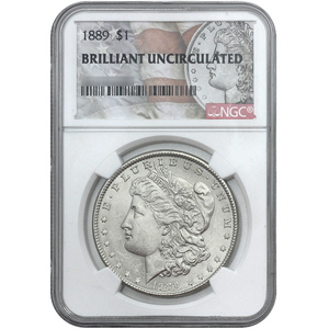 1889 Morgan Silver Dollar BU NGC Morgan/Flag Label 1889 Morgan Silver Dollar BU NGC Morgan/Flag Label