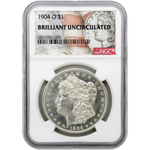 1904 O Morgan Silver Dollar BU NGC Morgan/Flag Label