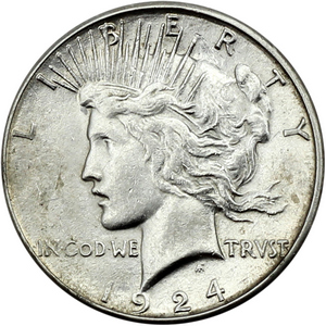 1924 S Peace Silver Dollar AU/BU Condition