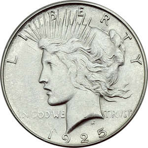 1925 S Peace Silver Dollar AU/BU Condition