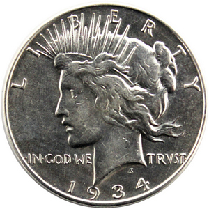 1934 D Peace Dollar Silver AU/BU Condition